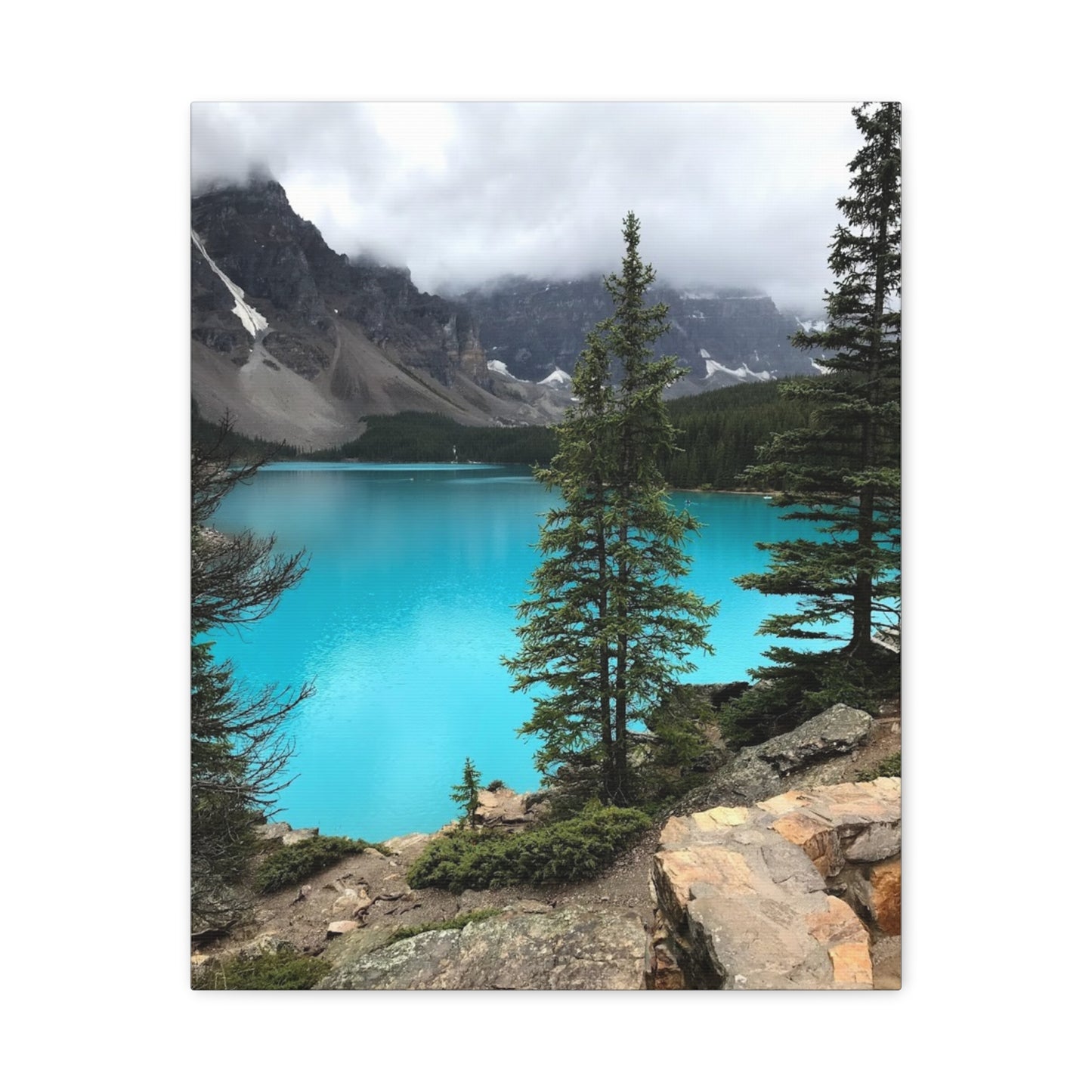 Nature Canvas Print - Tranquil Mountain Lake Art for Home Decor
