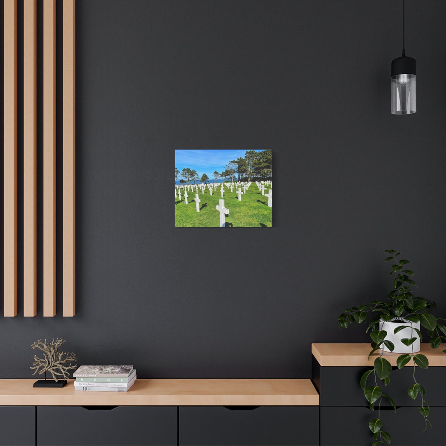 Memorial Canvas Print - Serene Cemetery Scene for Remembrance Normandy American Cemetery