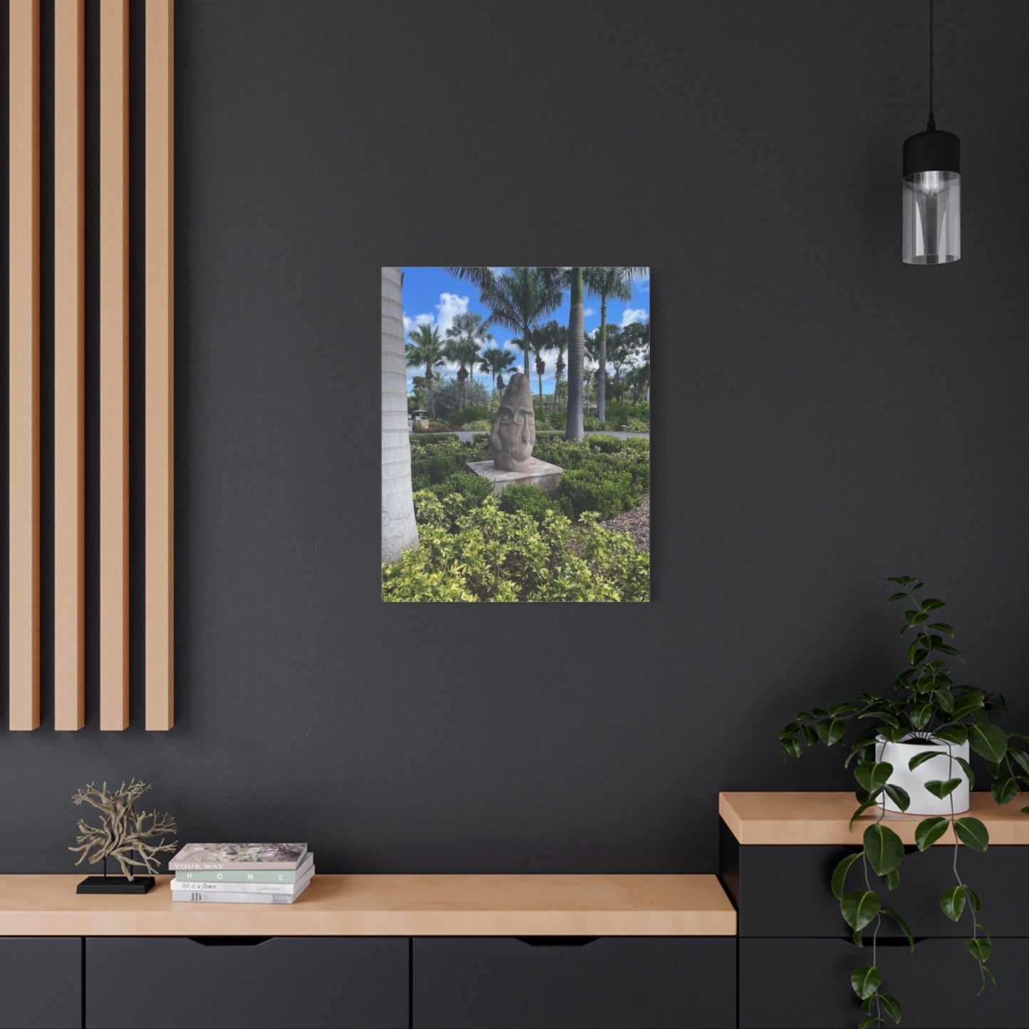Nature-Inspired Stretched Canvas Art - Tranquil Garden Sculpture