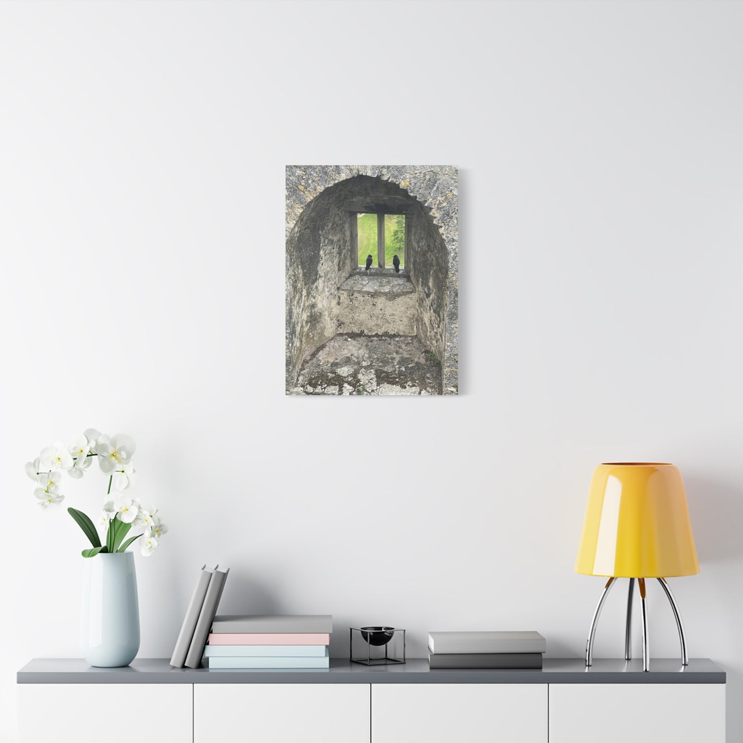 Nature-Inspired Matte Canvas Art - Black Birds by Window - Home Decor
