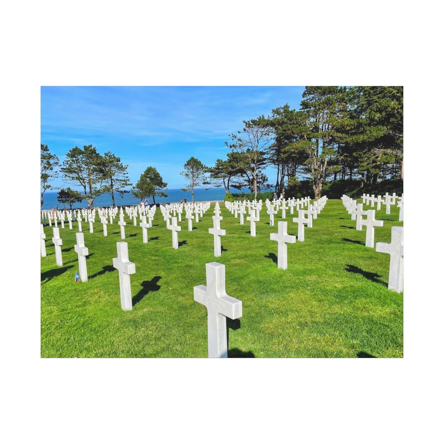 Memorial Canvas Print - Serene Cemetery Scene for Remembrance Normandy American Cemetery