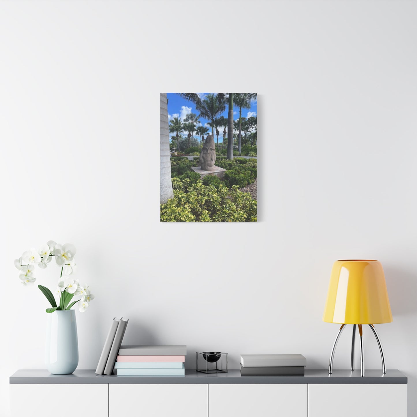 Nature-Inspired Stretched Canvas Art - Tranquil Garden Sculpture