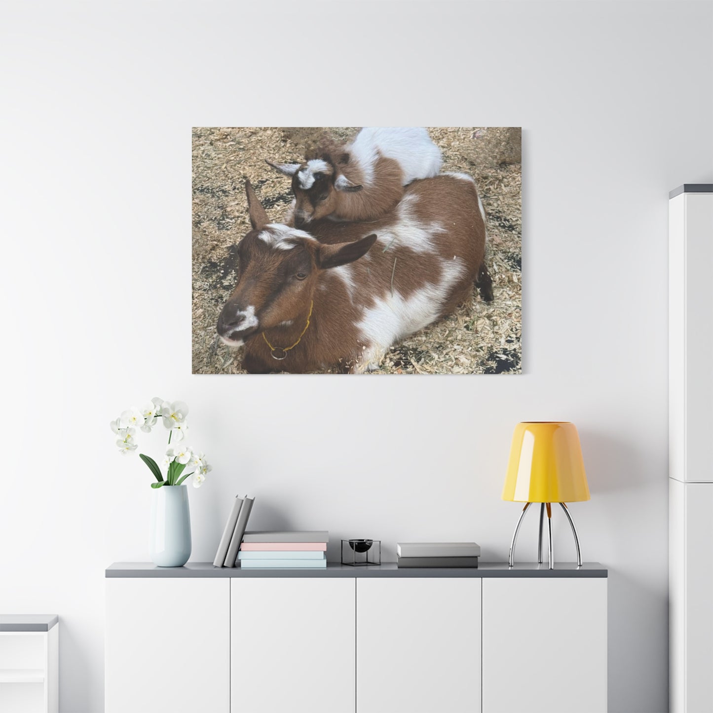 Goat Family Matte Canvas Print - Heartwarming Animal Wall Art