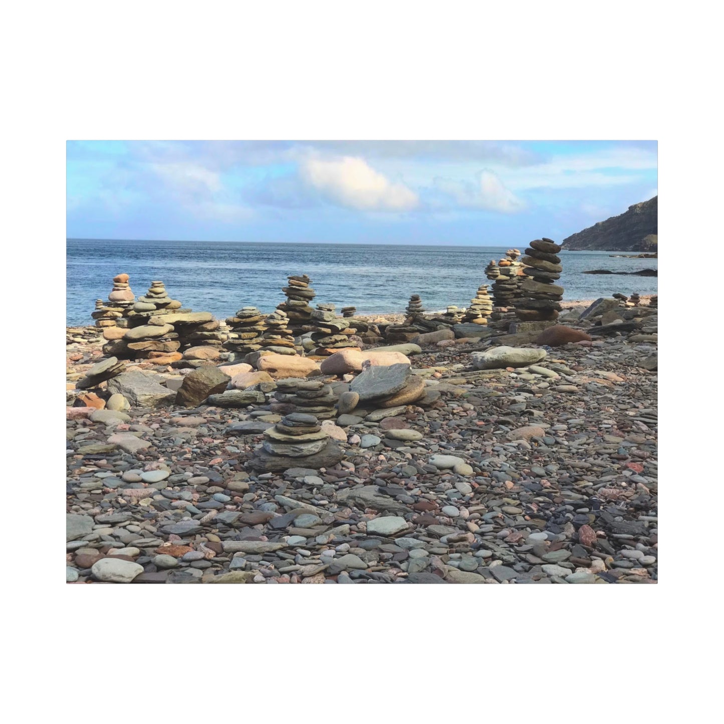 Nature-Inspired Wall Art Canvas Print - Tranquil Beach Stack Stones Decor