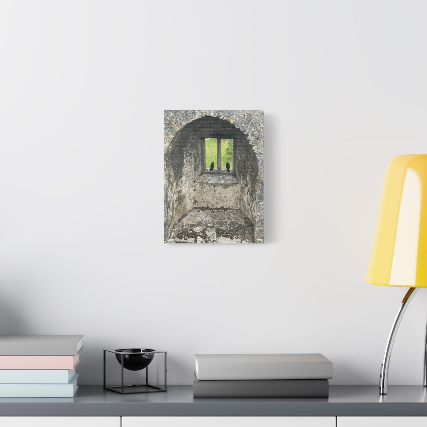 Nature-Inspired Matte Canvas Art - Black Birds by Window - Home Decor