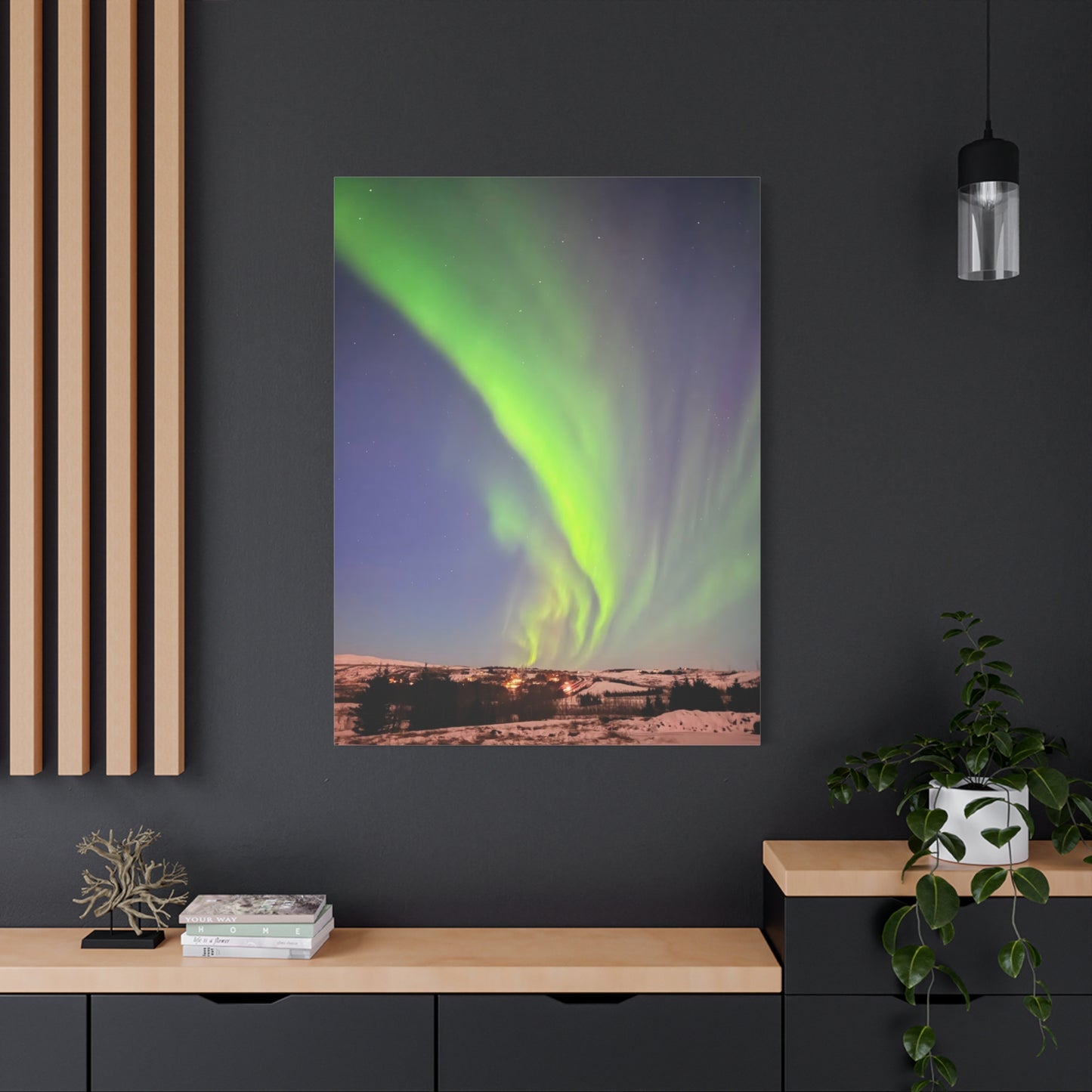 Aurora Borealis Canvas Art - 1.25" Stretched Wall Decor Iceland Northern Lights