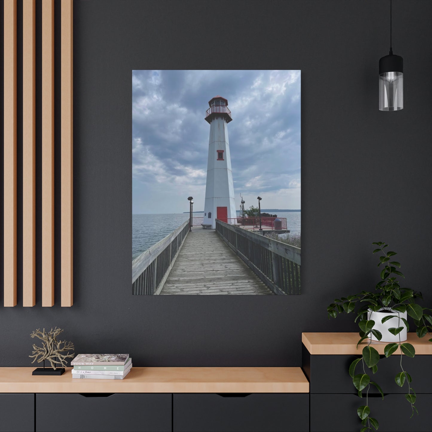 Coastal Lighthouse Canvas Art Print - 12x16 Stretched Wall Decor