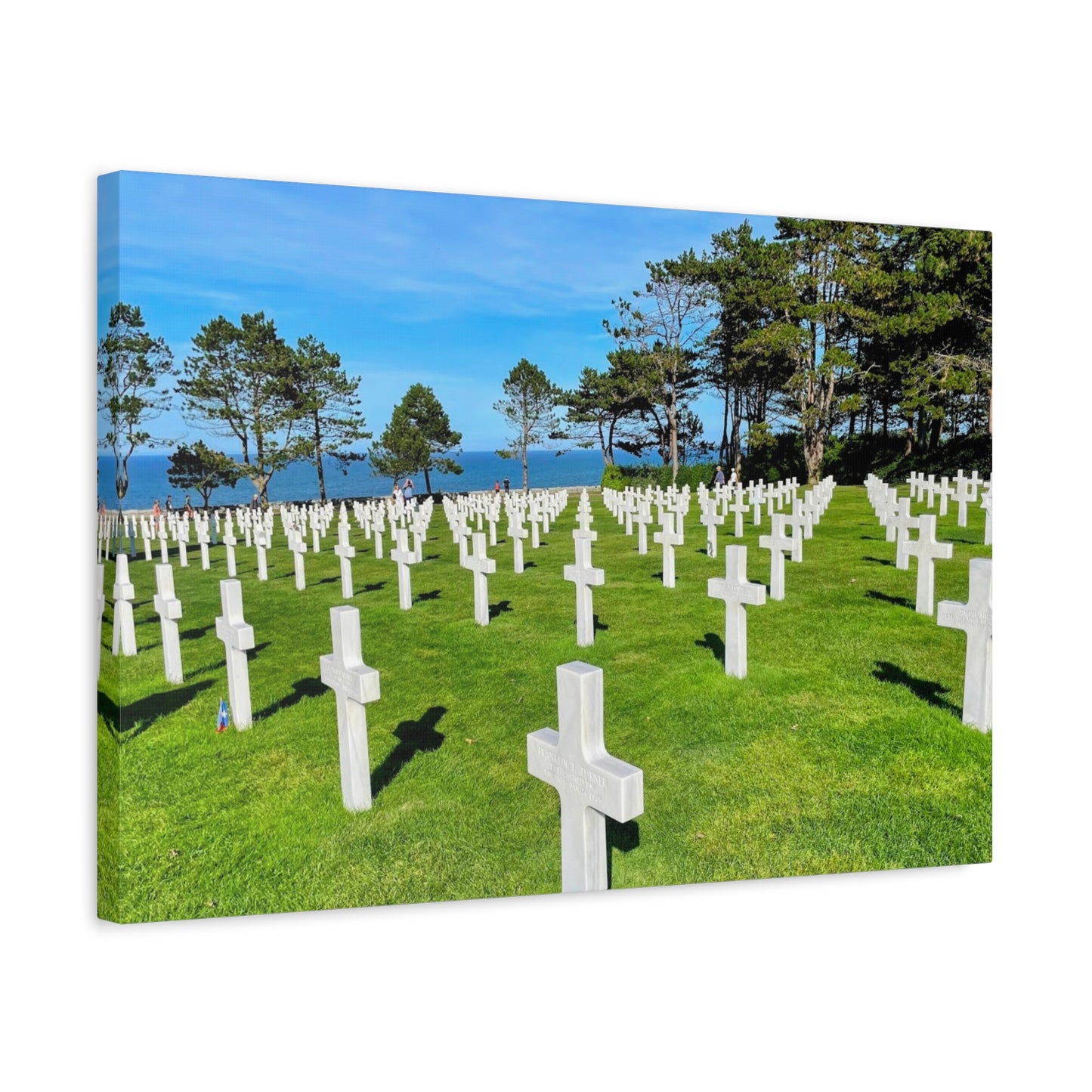 Memorial Canvas Print - Serene Cemetery Scene for Remembrance Normandy American Cemetery