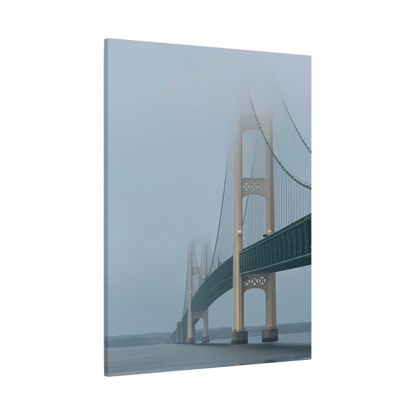 Foggy Bridge Art Canvas - 1.25" Stretched Wall Decor Mackinac
