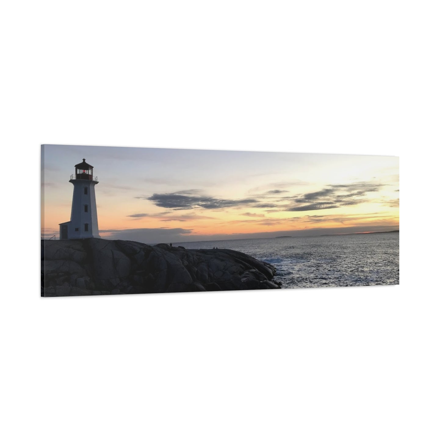 Sunset Lighthouse Canvas Print - Coastal Decor for Beach Lovers Peggys Cove