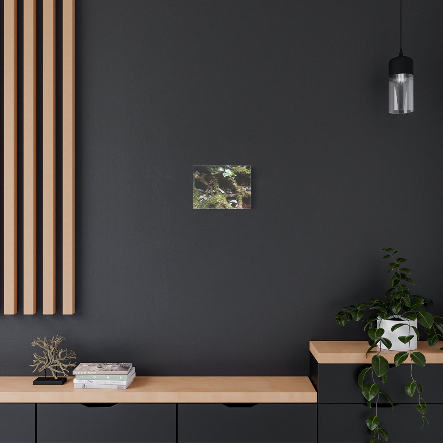 Nature-Inspired Matte Canvas Wall Art - Serene Root and Stone Design