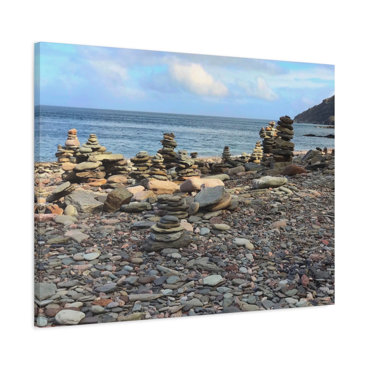 Nature-Inspired Wall Art Canvas Print - Tranquil Beach Stack Stones Decor
