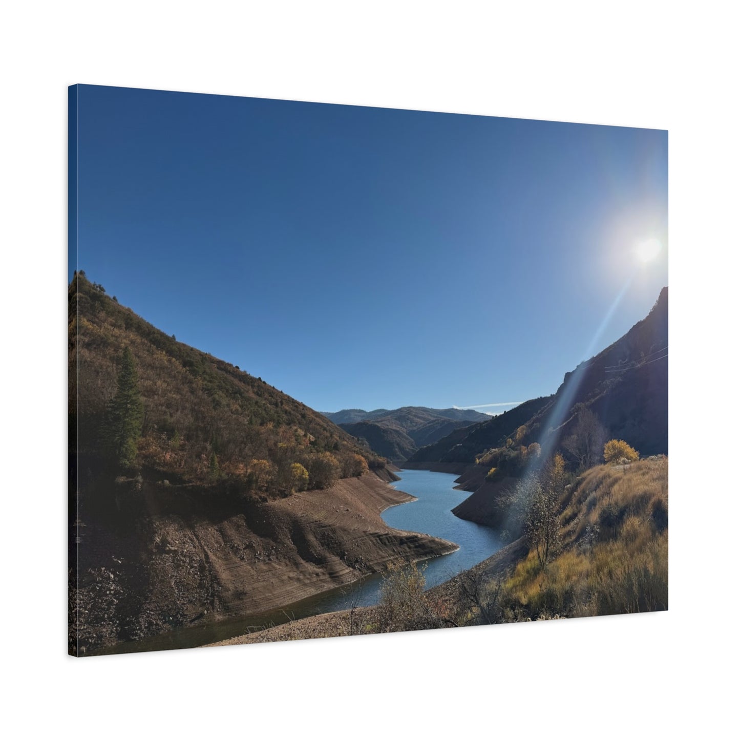 Scenic Landscape Canvas Wall Art – Tranquil Mountain River Design