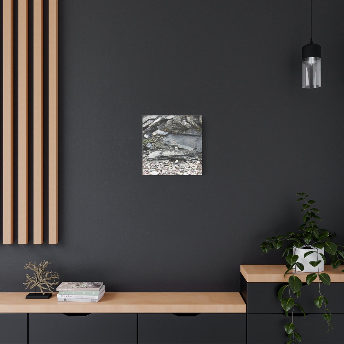 Nature-Inspired Stretched Canvas Art - Tranquil Rock Tower Design