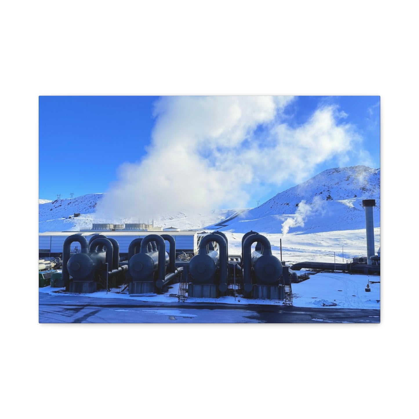 Industrial Landscape Canvas Print - 1.25" Stretched Art Iceland Hydroelectric plant