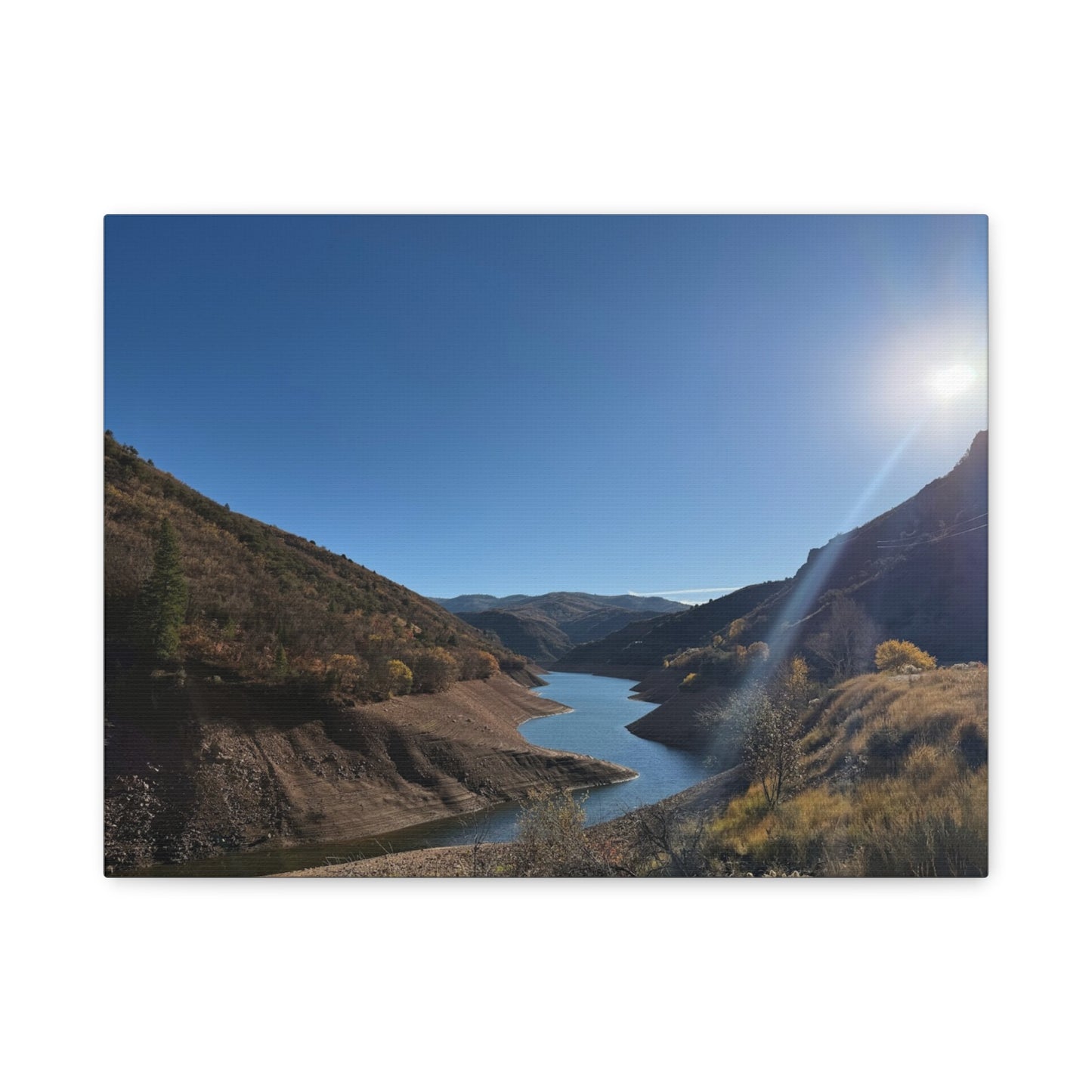 Scenic Landscape Canvas Wall Art – Tranquil Mountain River Design