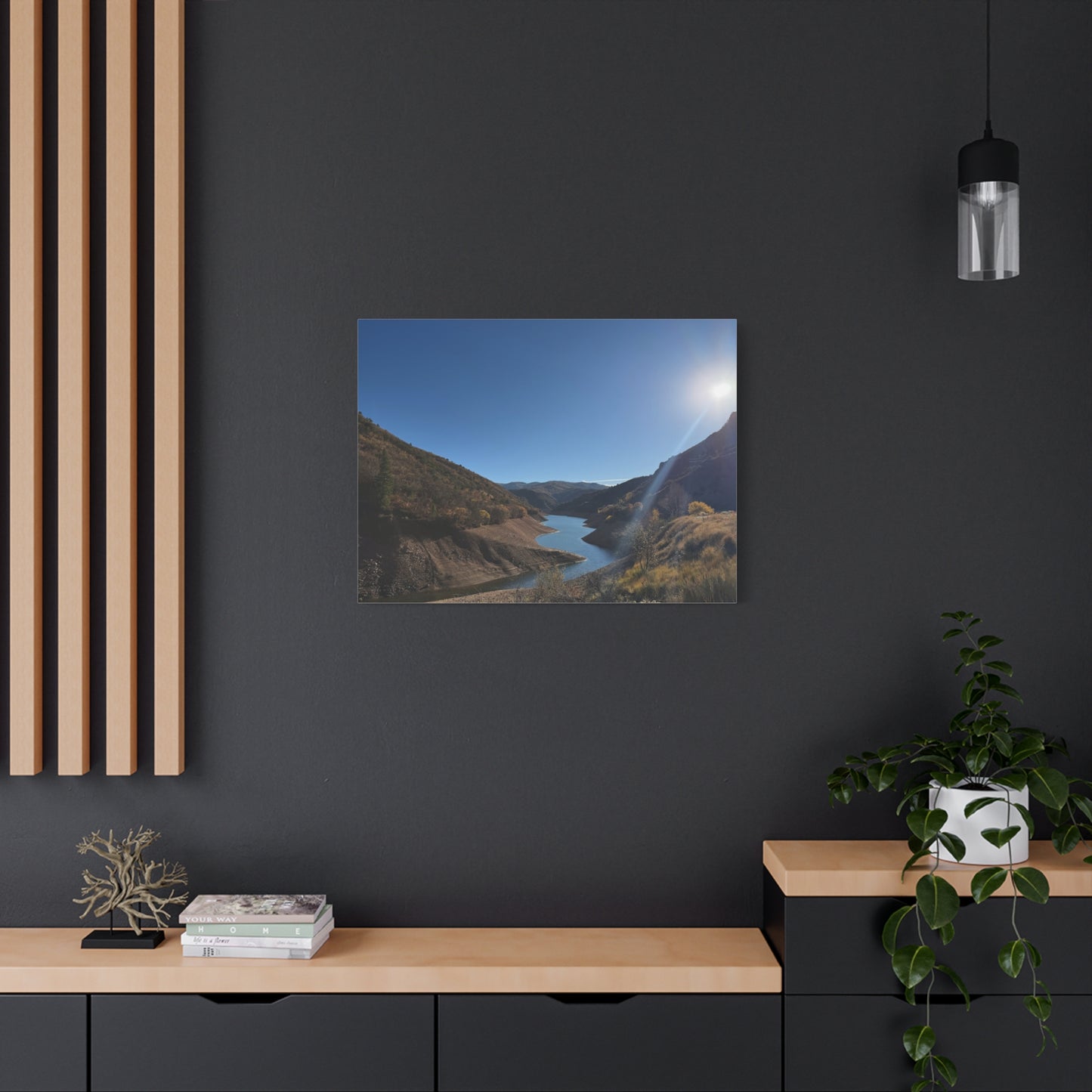 Scenic Landscape Canvas Wall Art – Tranquil Mountain River Design