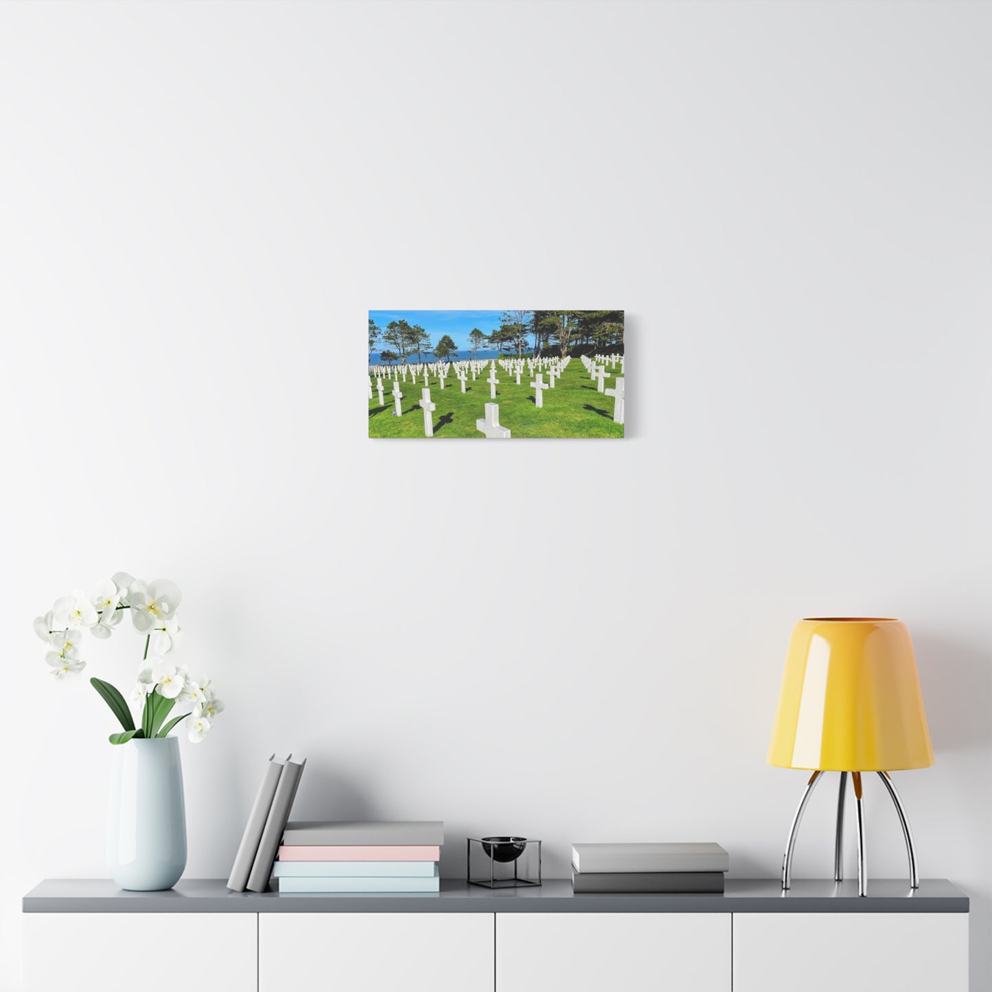 Memorial Canvas Print - Serene Cemetery Scene for Remembrance Normandy American Cemetery