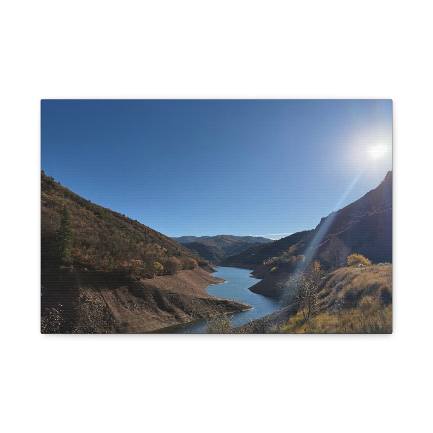 Scenic Landscape Canvas Wall Art – Tranquil Mountain River Design