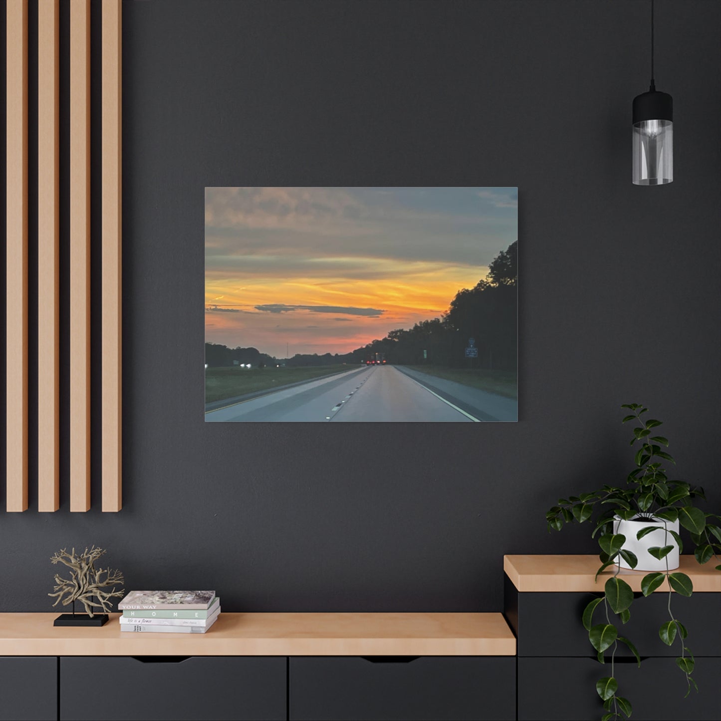 Sunset Roadway Canvas Print - Matte Stretched Artwork