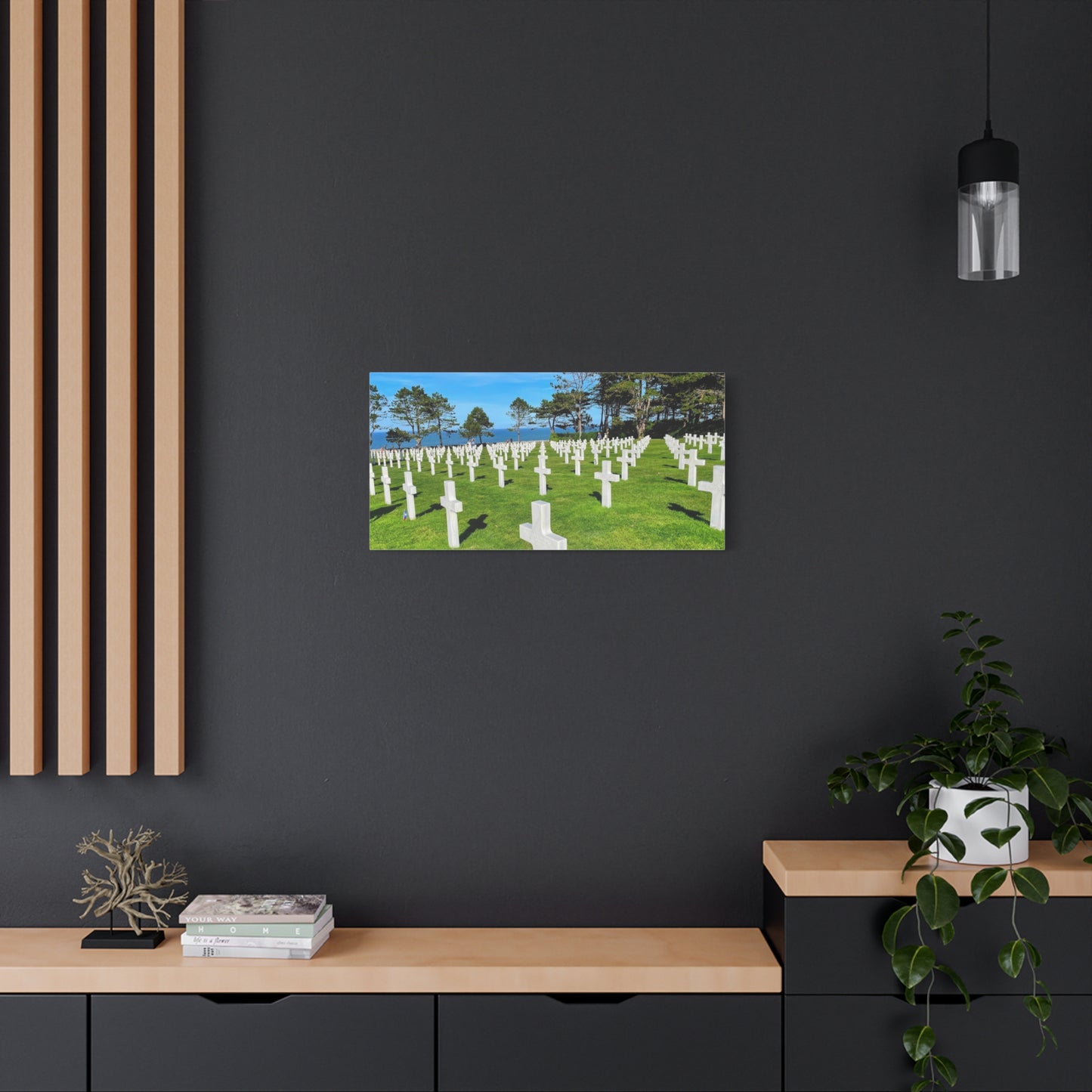 Memorial Canvas Print - Serene Cemetery Scene for Remembrance Normandy American Cemetery