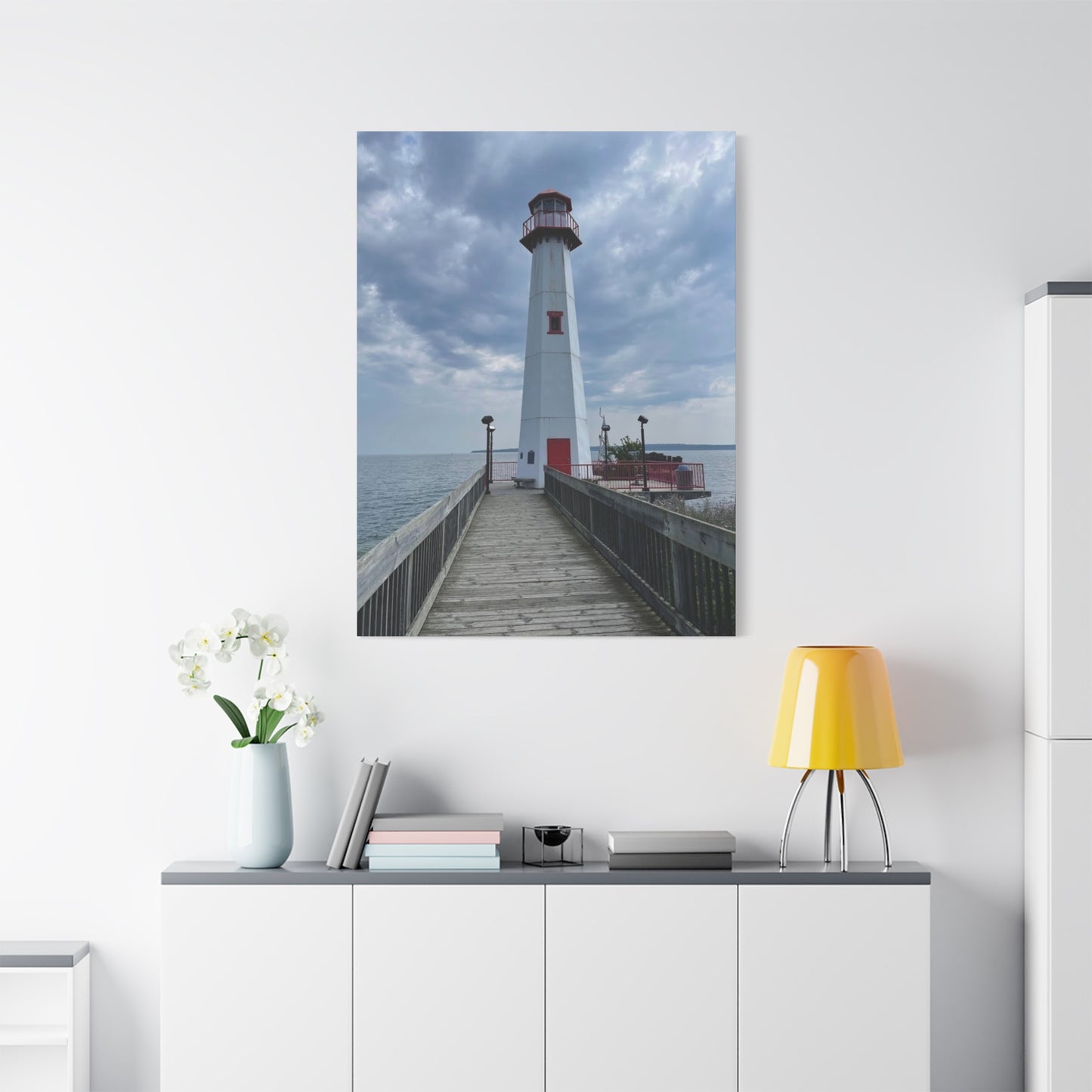Coastal Lighthouse Canvas Art Print - 12x16 Stretched Wall Decor