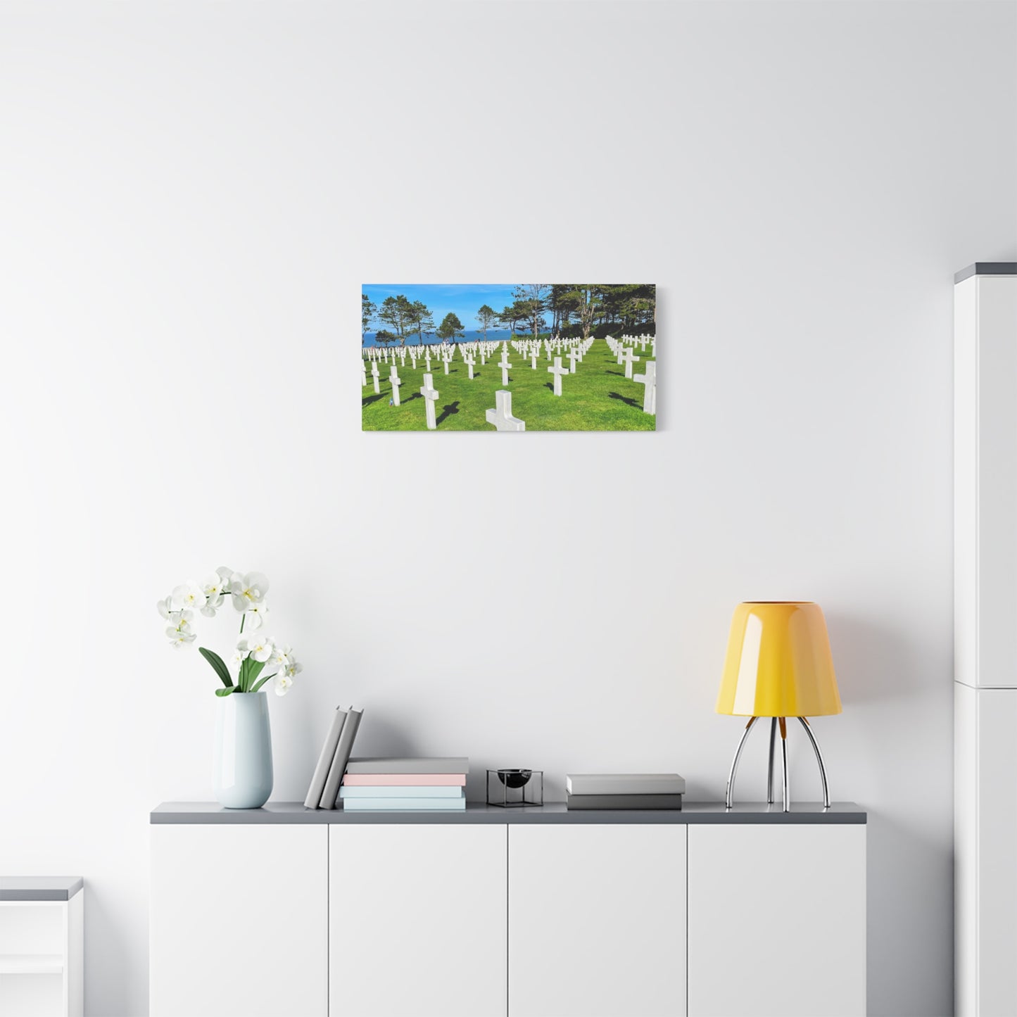 Memorial Canvas Print - Serene Cemetery Scene for Remembrance Normandy American Cemetery
