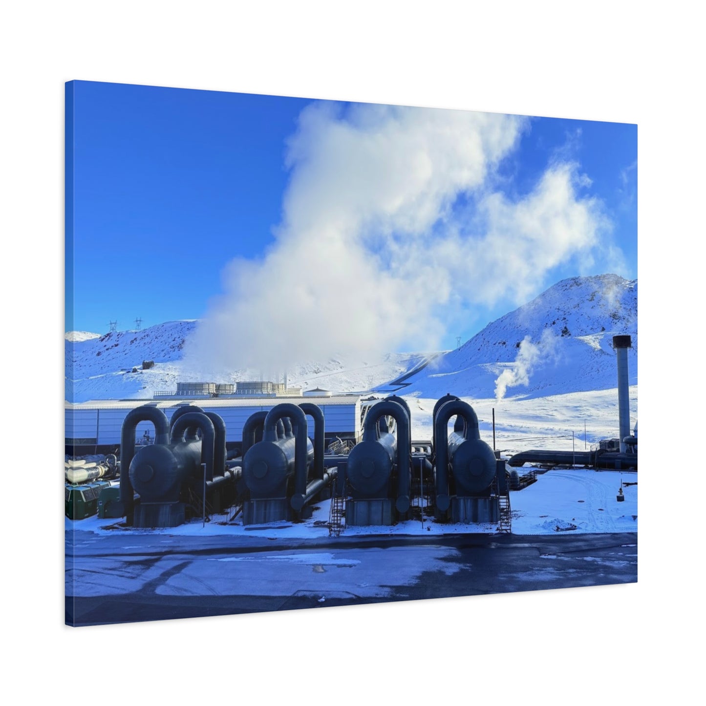 Industrial Landscape Canvas Print - 1.25" Stretched Art Iceland Hydroelectric plant