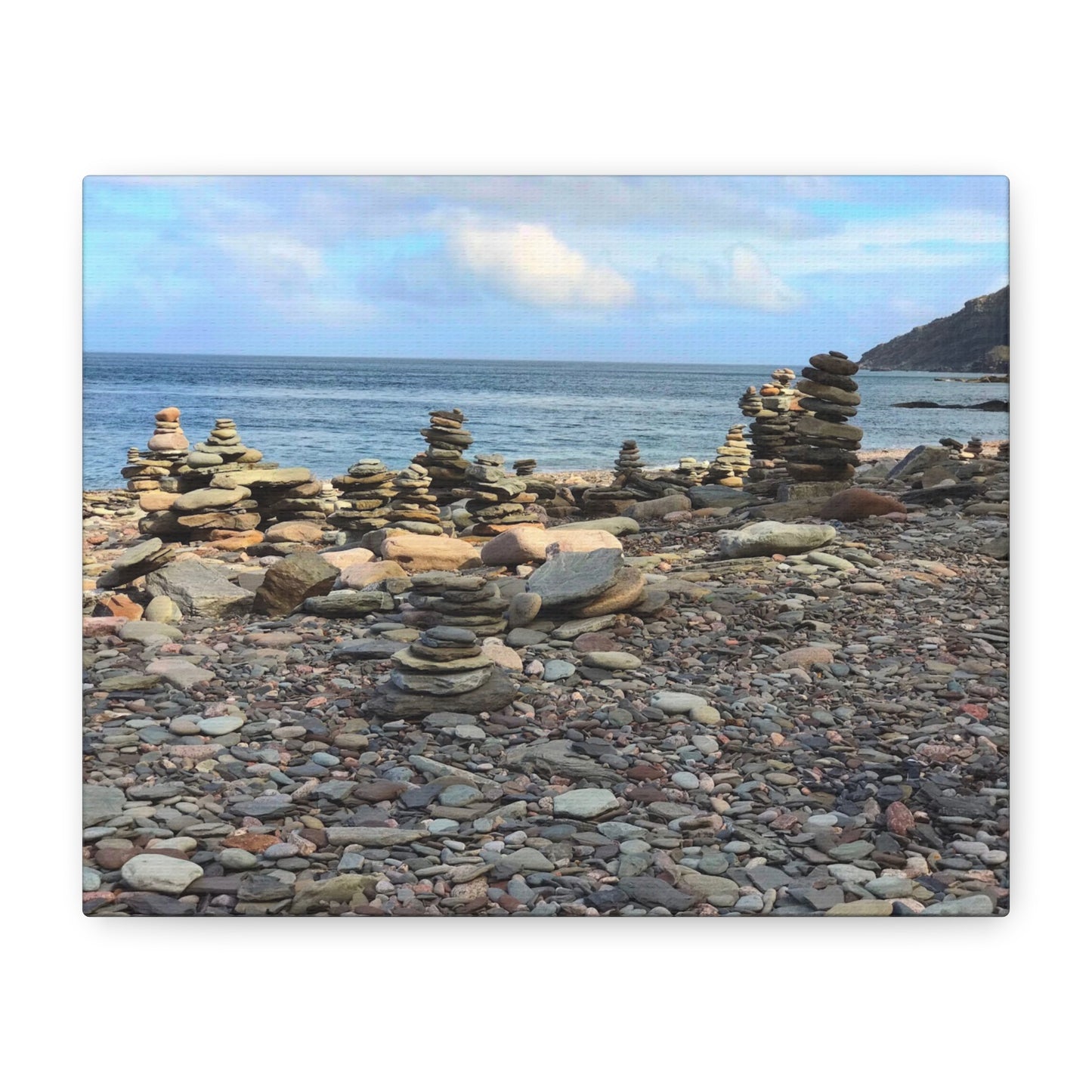 Nature-Inspired Wall Art Canvas Print - Tranquil Beach Stack Stones Decor