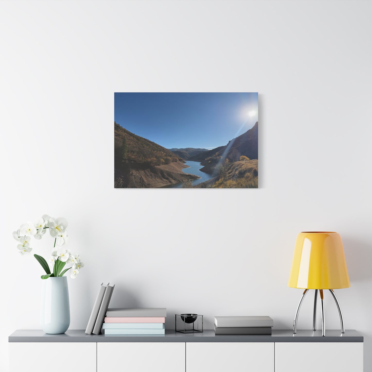 Scenic Landscape Canvas Wall Art – Tranquil Mountain River Design
