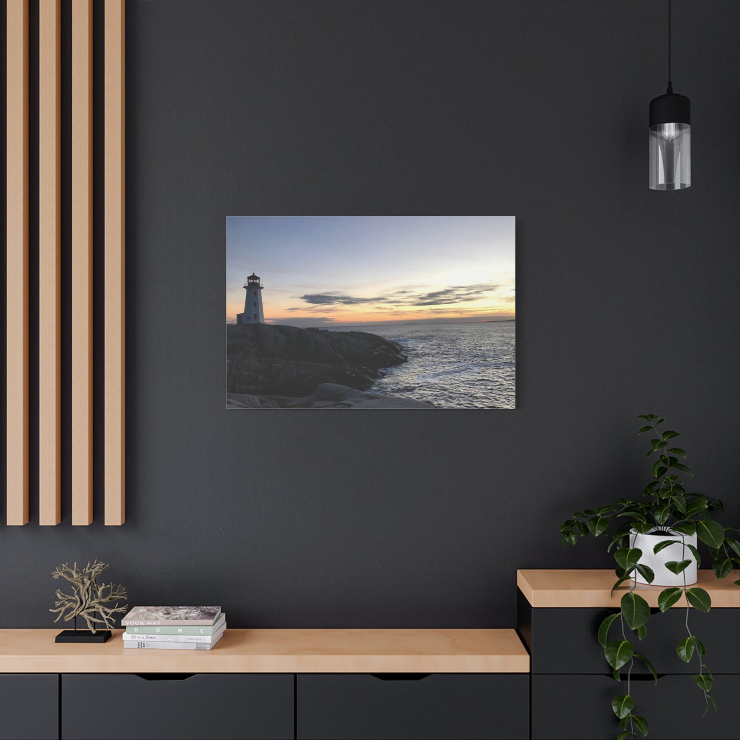 Sunset Lighthouse Canvas Print - Coastal Decor for Beach Lovers Peggys Cove