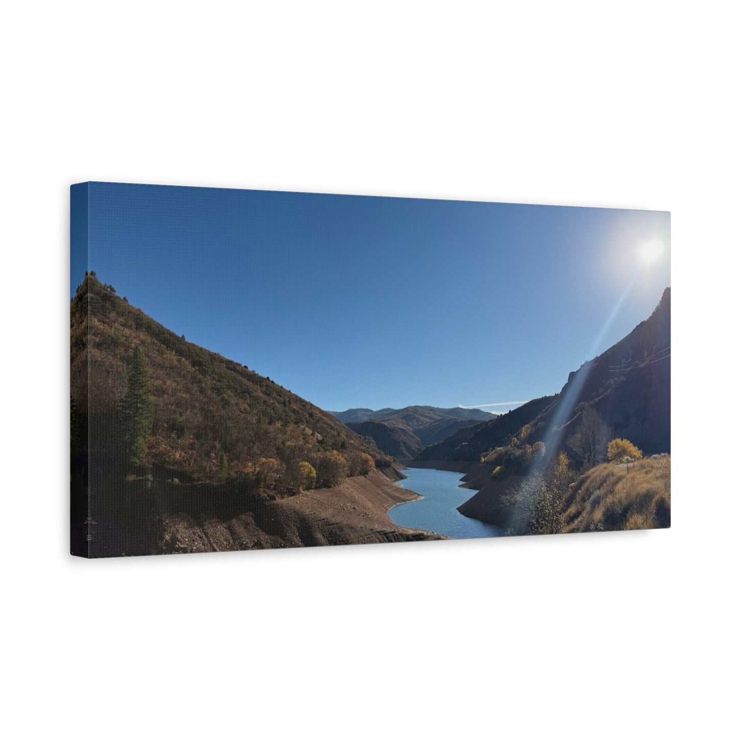 Scenic Landscape Canvas Wall Art – Tranquil Mountain River Design