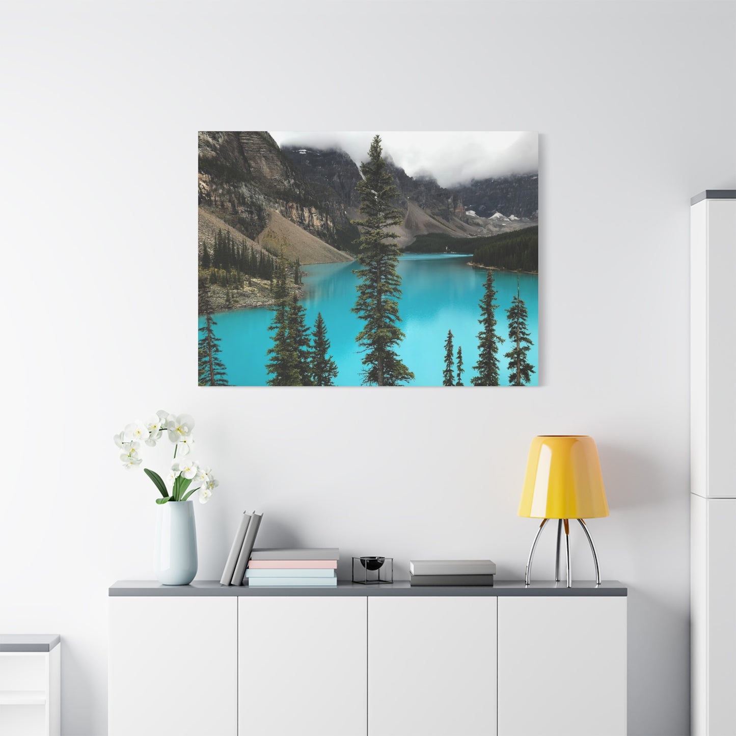 Scenic Landscape Canvas Wall Art - Tranquil Mountain Lake Decor