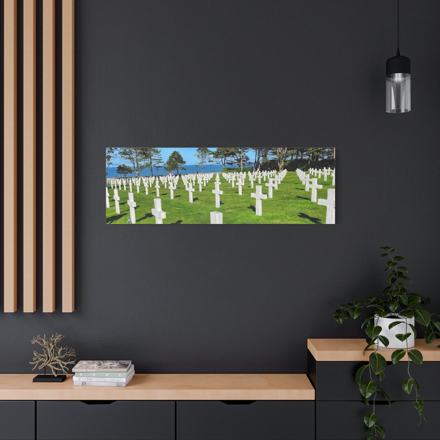 Memorial Canvas Print - Serene Cemetery Scene for Remembrance Normandy American Cemetery