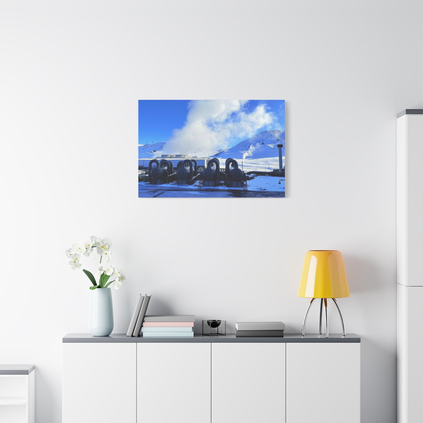 Industrial Landscape Canvas Print - 1.25" Stretched Art Iceland Hydroelectric plant