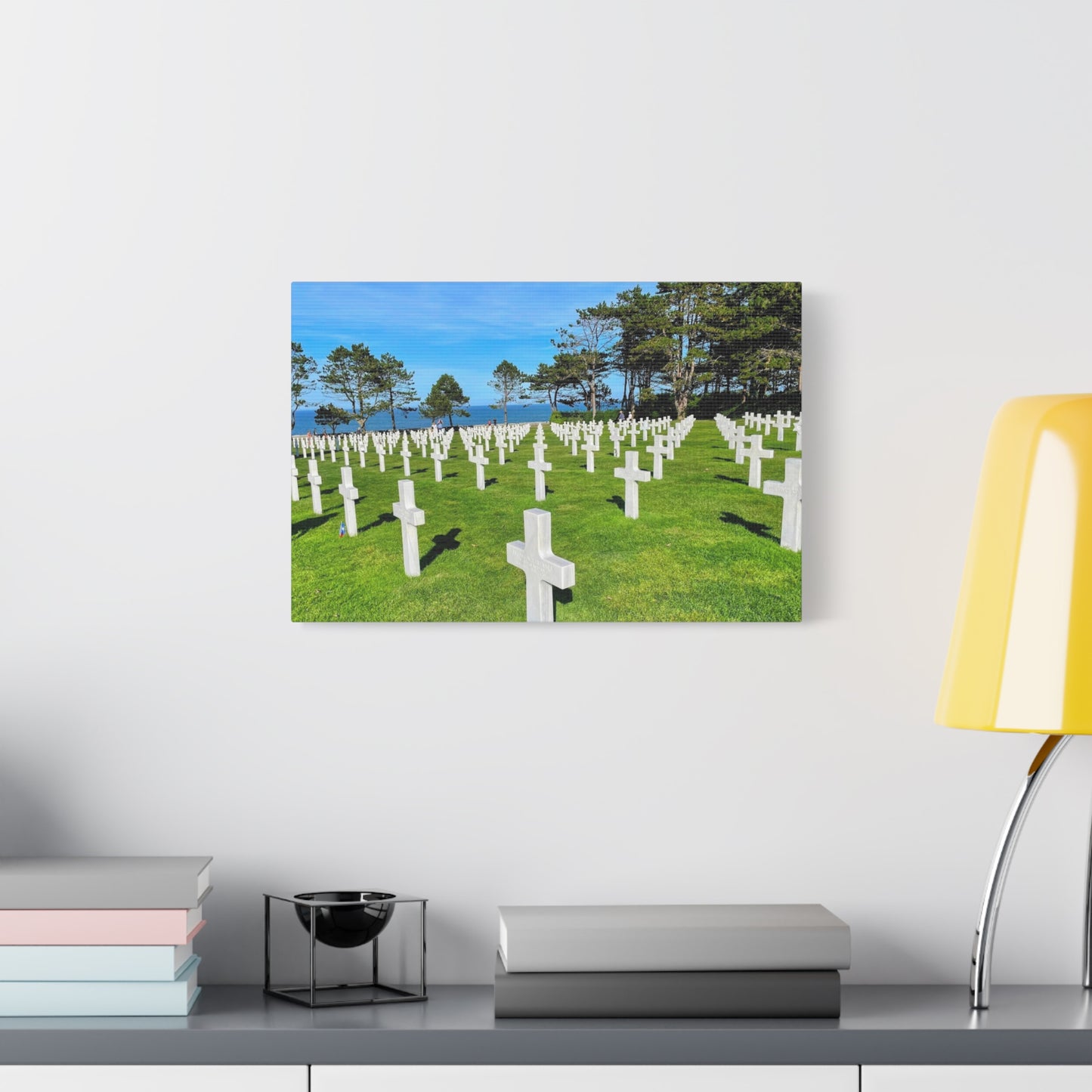 Memorial Canvas Print - Serene Cemetery Scene for Remembrance Normandy American Cemetery