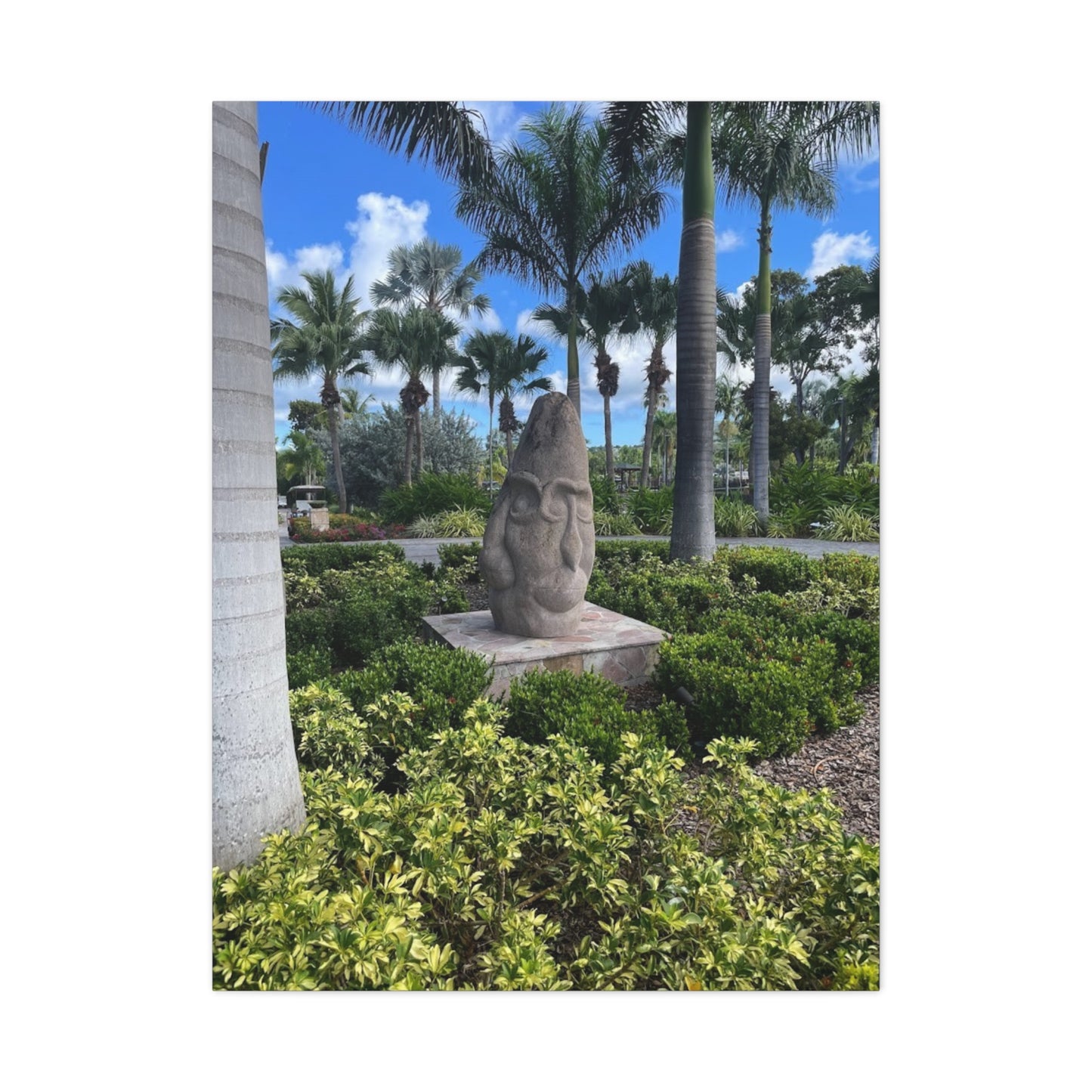 Nature-Inspired Stretched Canvas Art - Tranquil Garden Sculpture
