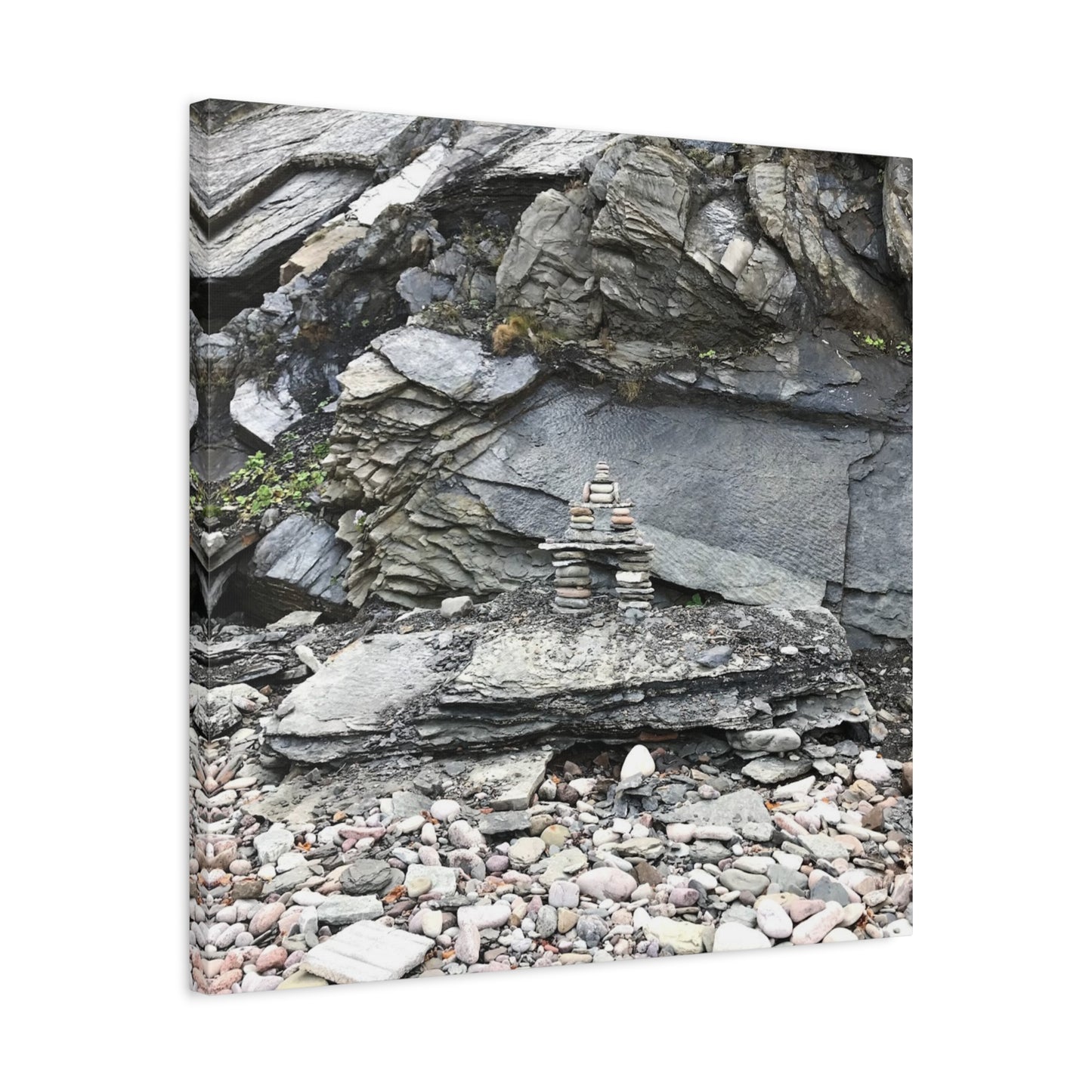 Nature-Inspired Stretched Canvas Art - Tranquil Rock Tower Design