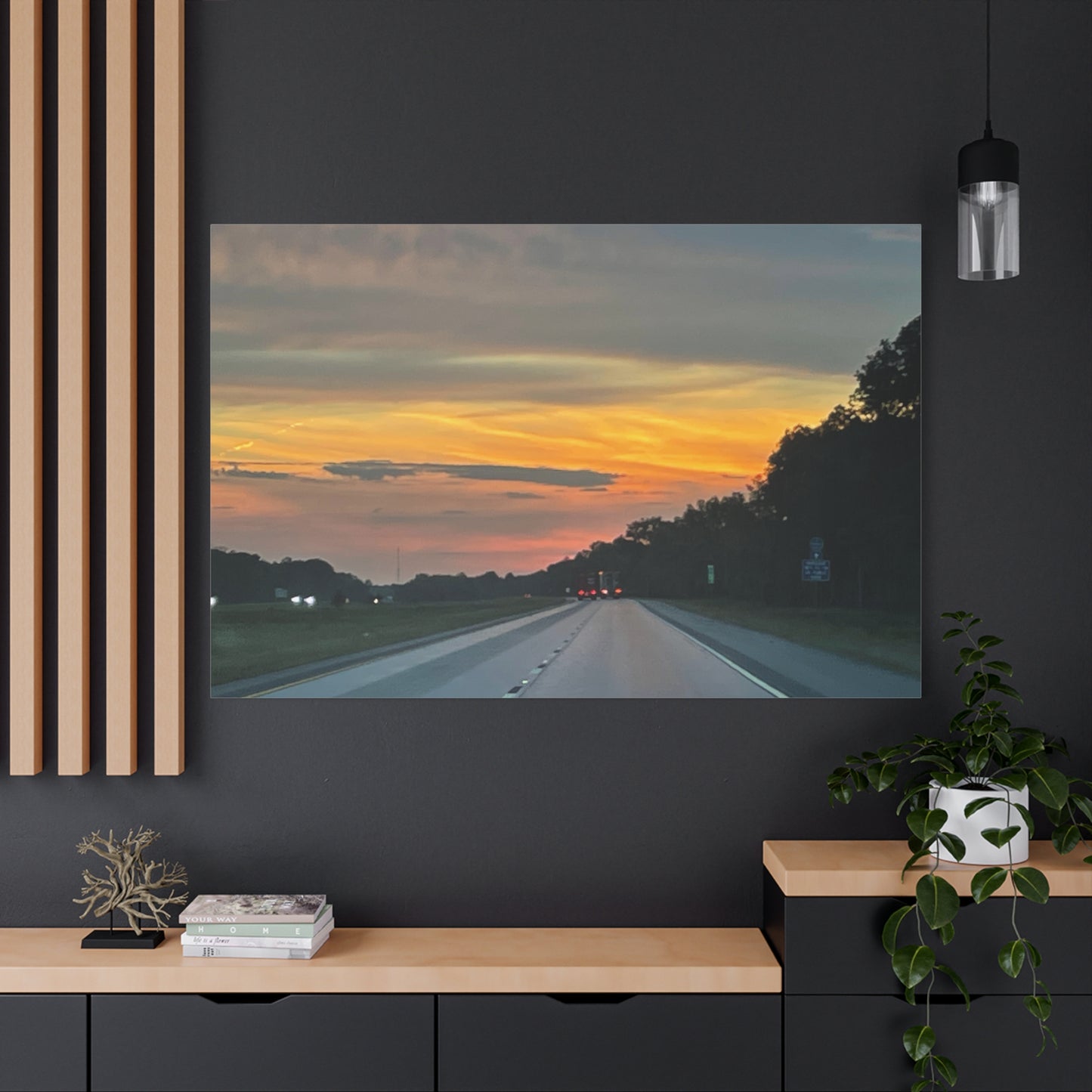 Sunset Roadway Canvas Print - Matte Stretched Artwork