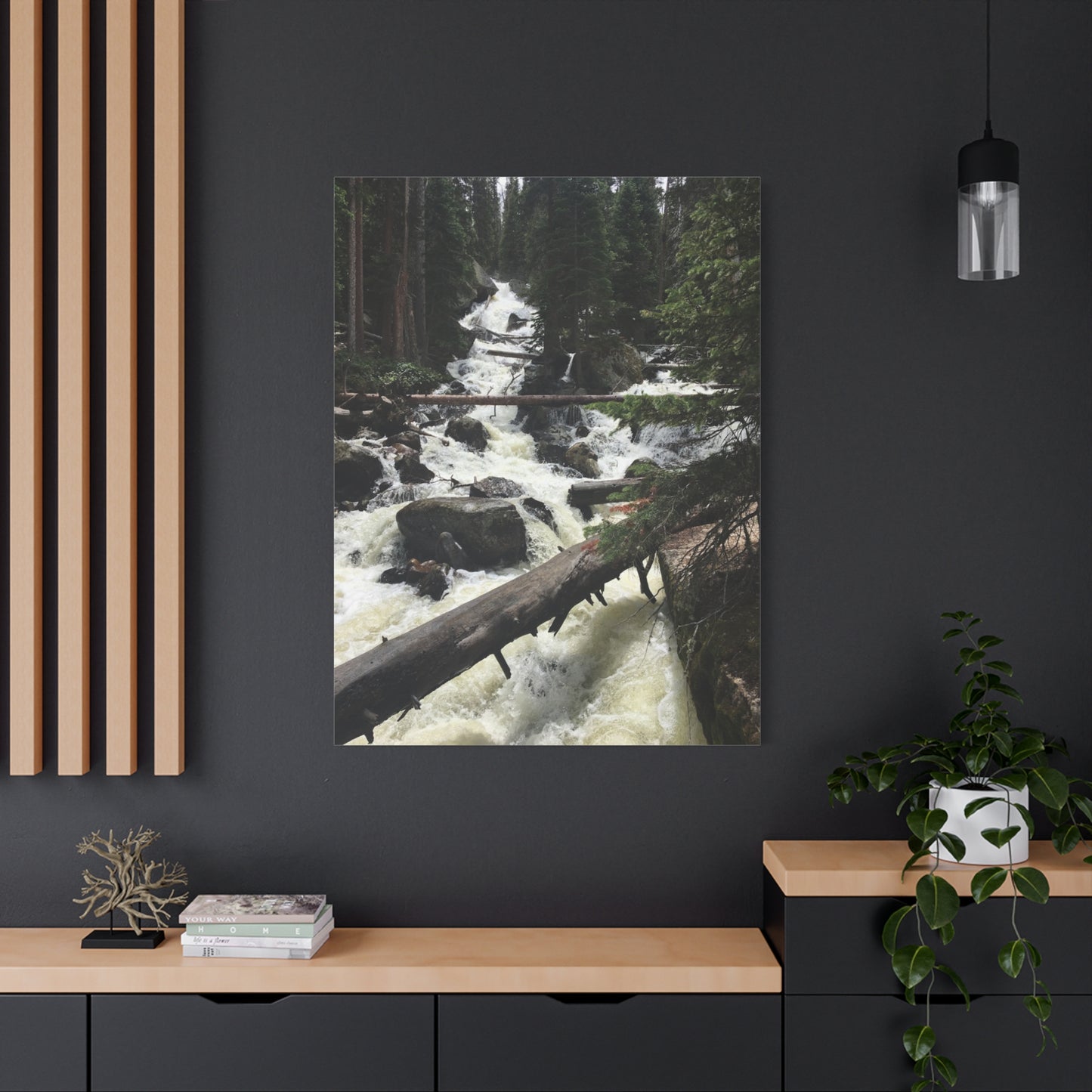 Nature Waterfall Canvas Art - Stretched Matte Wall Decor