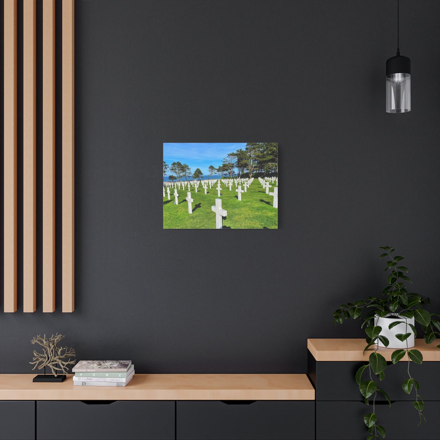 Memorial Canvas Print - Serene Cemetery Scene for Remembrance Normandy American Cemetery