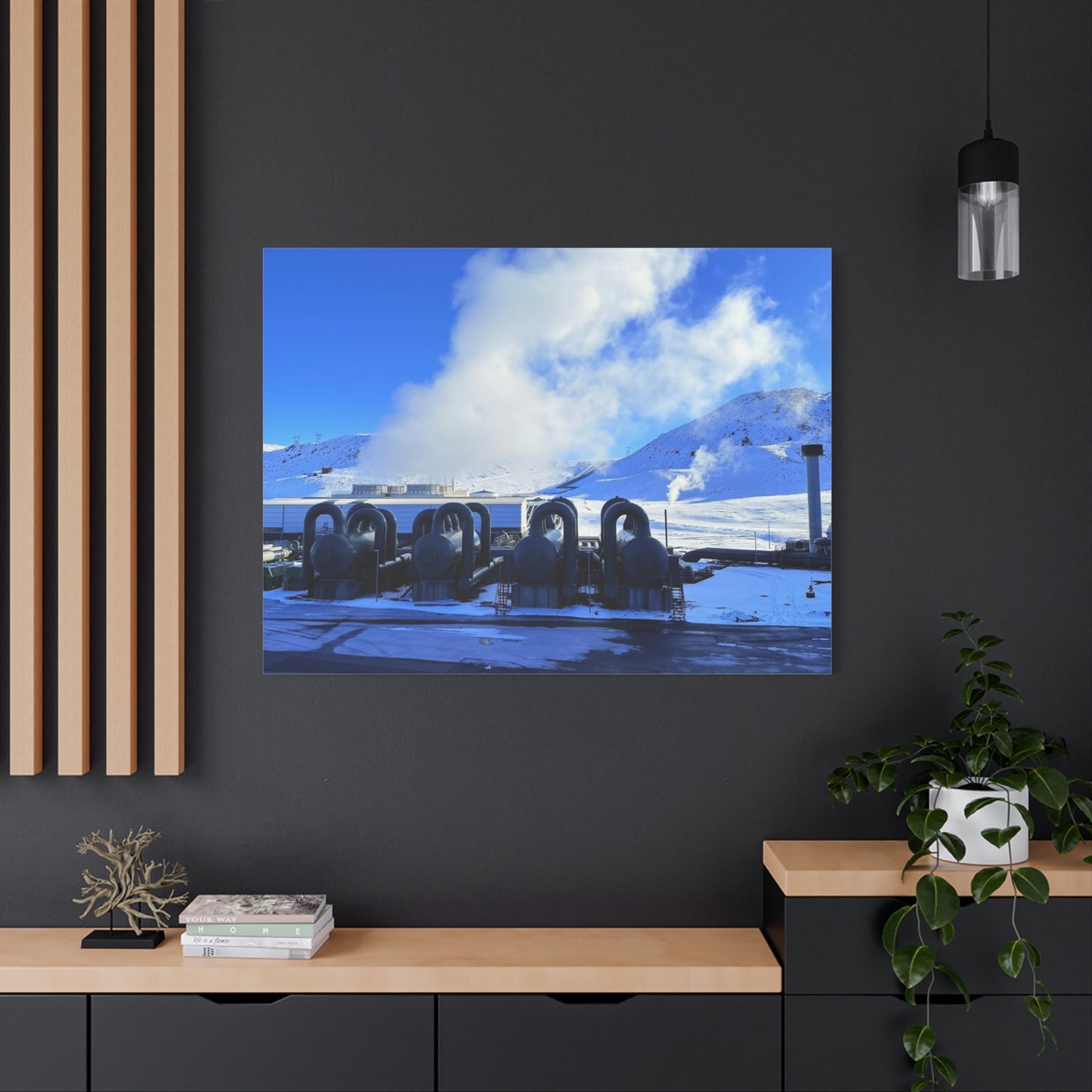 Industrial Landscape Canvas Print - 1.25" Stretched Art Iceland Hydroelectric plant