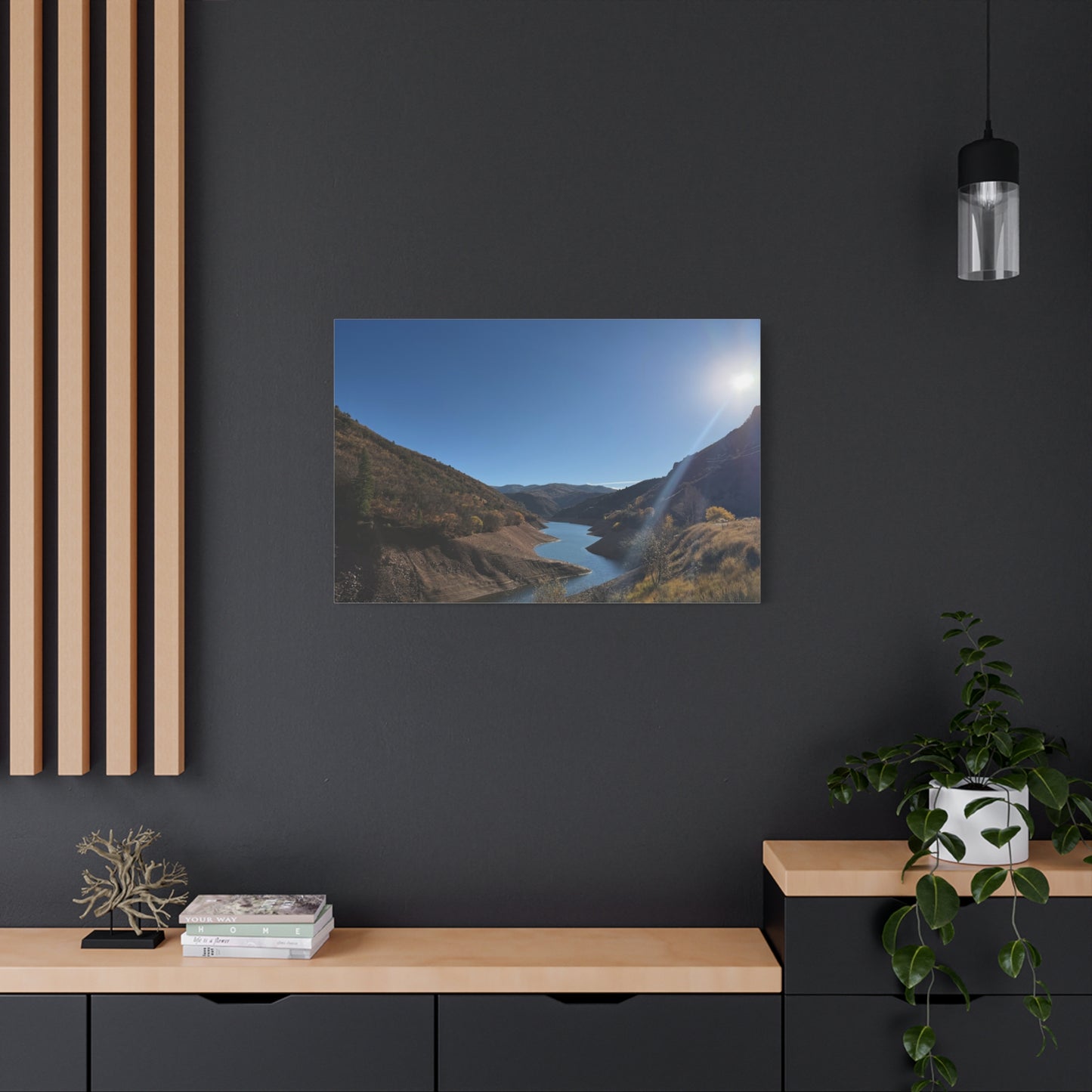 Scenic Landscape Canvas Wall Art – Tranquil Mountain River Design