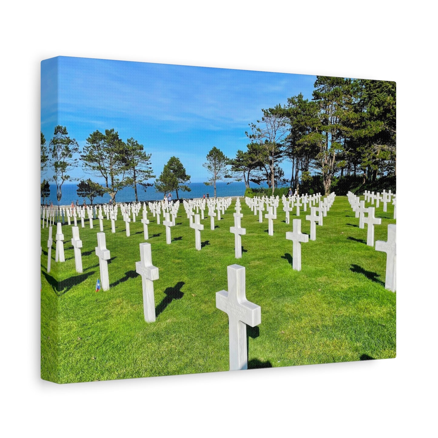 Memorial Canvas Print - Serene Cemetery Scene for Remembrance Normandy American Cemetery