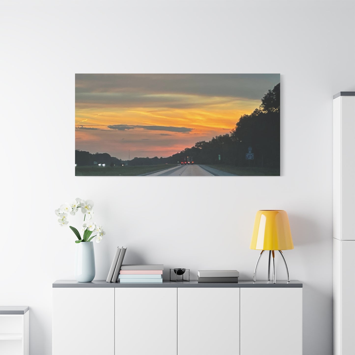 Sunset Roadway Canvas Print - Matte Stretched Artwork