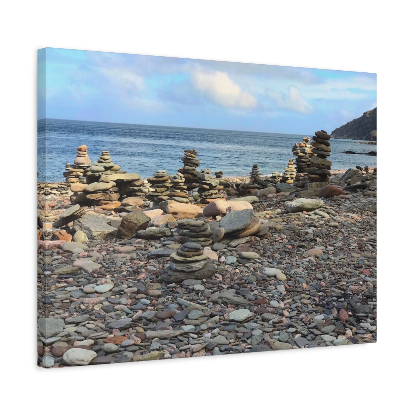 Nature-Inspired Wall Art Canvas Print - Tranquil Beach Stack Stones Decor