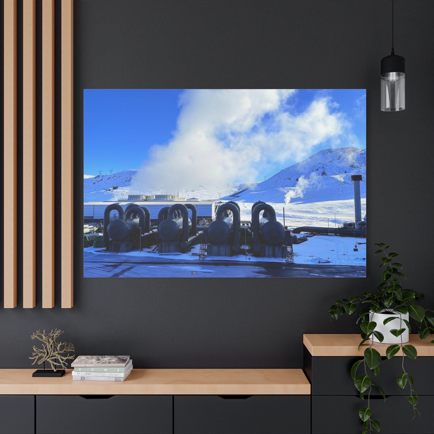 Industrial Landscape Canvas Print - 1.25" Stretched Art Iceland Hydroelectric plant