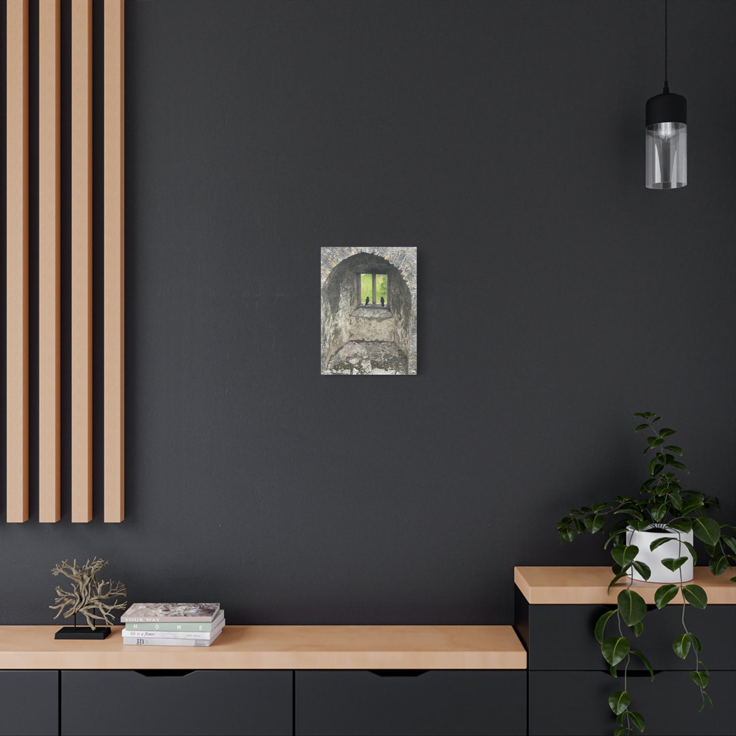Nature-Inspired Matte Canvas Art - Black Birds by Window - Home Decor