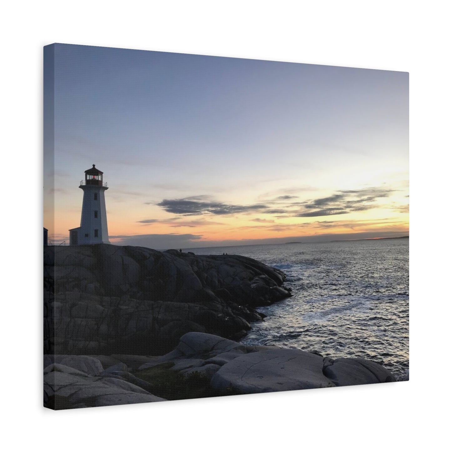 Sunset Lighthouse Canvas Print - Coastal Decor for Beach Lovers Peggys Cove
