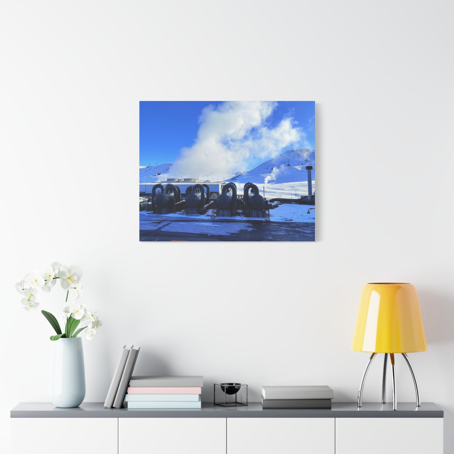Industrial Landscape Canvas Print - 1.25" Stretched Art Iceland Hydroelectric plant